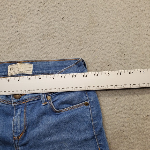 Free People Jeans Womens Size 24 Blue Denim Regular Fit Flat Front Skinny Leg - Picture 6 of 8